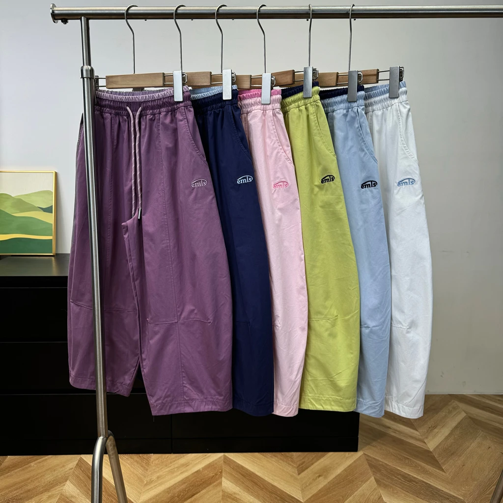 25春季新款松紧腰中大男童女童阔腿裤纯色薄款休闲裤6378