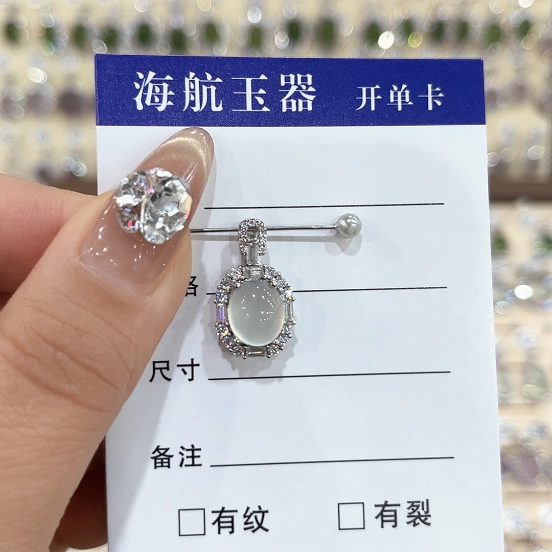 蛇纹石玉银S925镶嵌颈饰