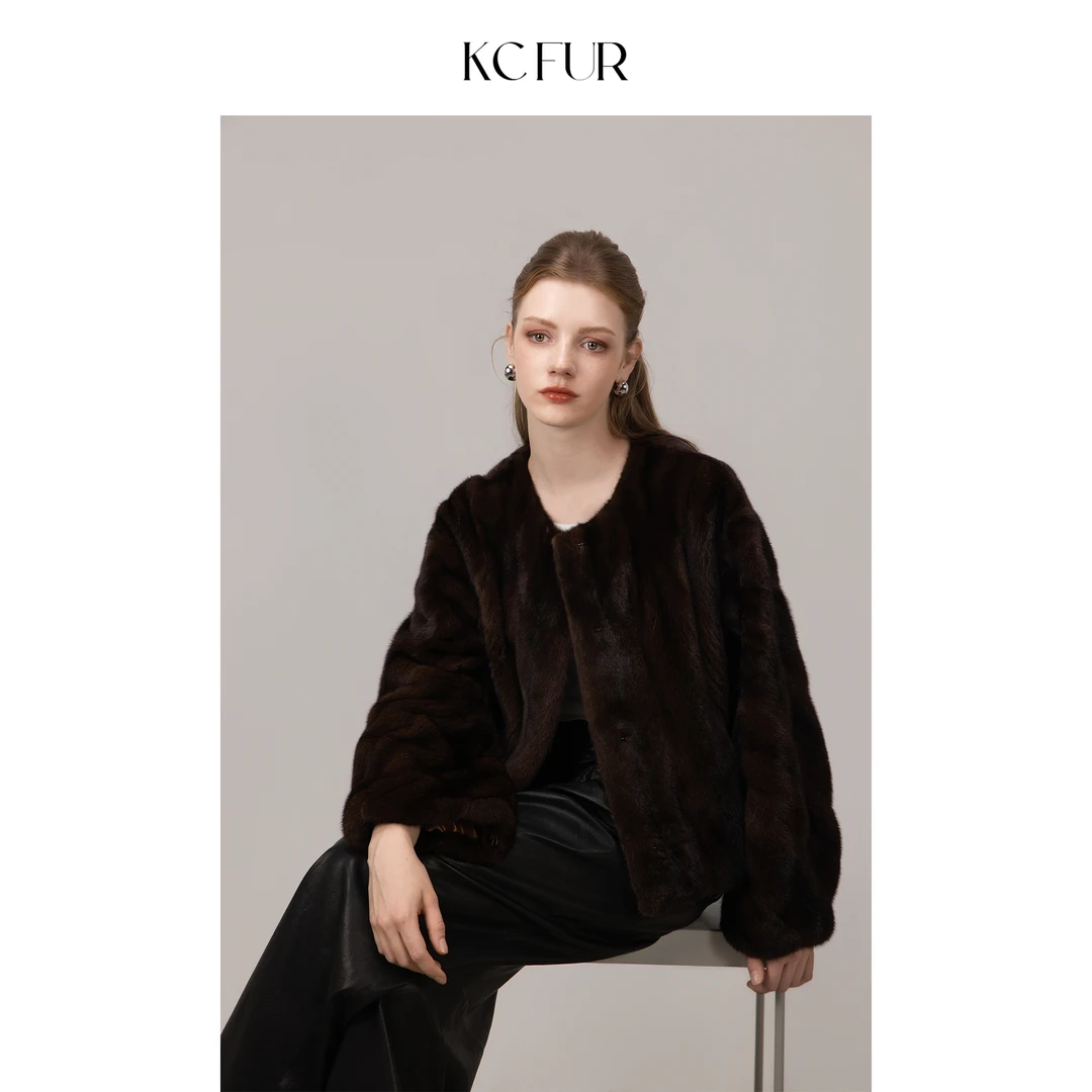 KC皮草丨冬日风光新品发售 年轻短款时尚保暖水貂外套女