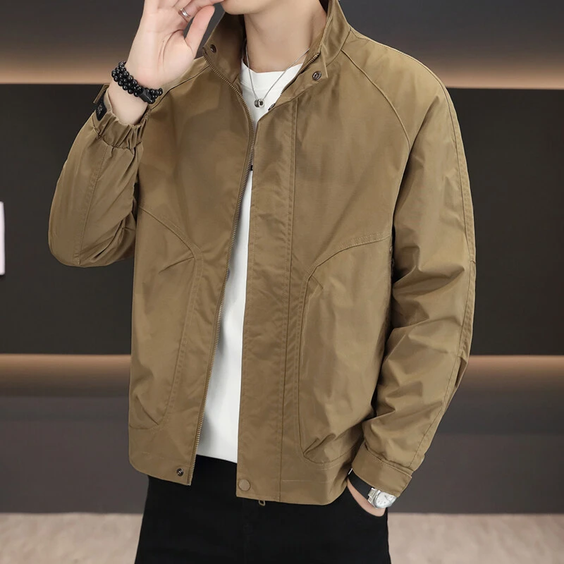 2025春季新款男士立领夹克外套时尚百搭休闲透气帅气韩版夹克外套