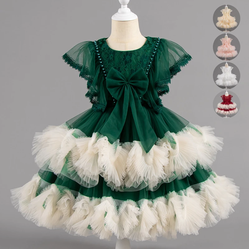 新款女宝宝周岁礼服蓬蓬网纱公主裙洋气儿童生日六一演出服连衣裙