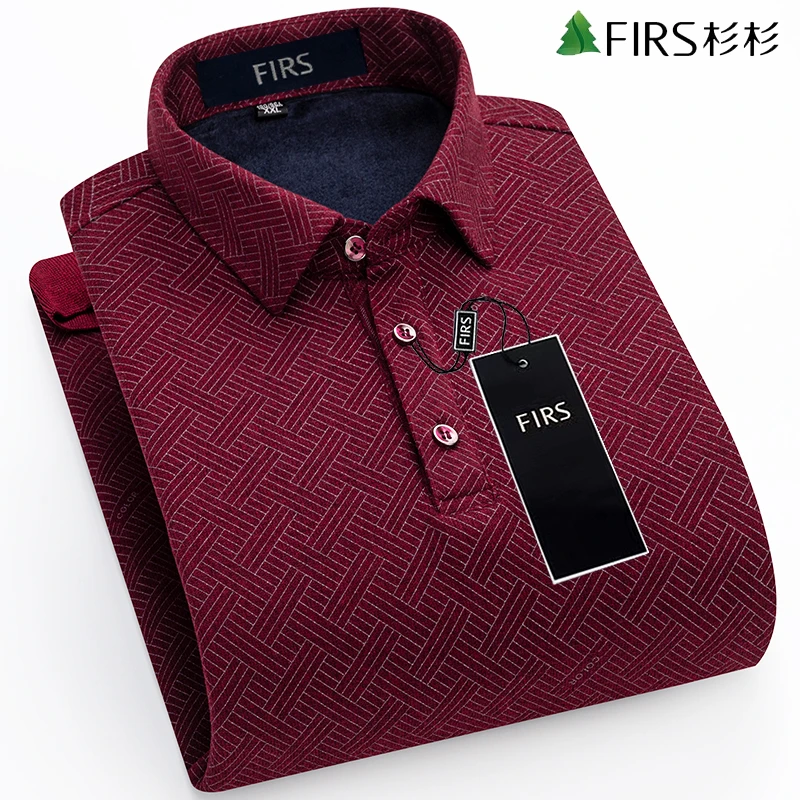 杉杉冬季高档长袖Polo男中青年休闲商务加绒加厚翻领轻奢Polo衫男