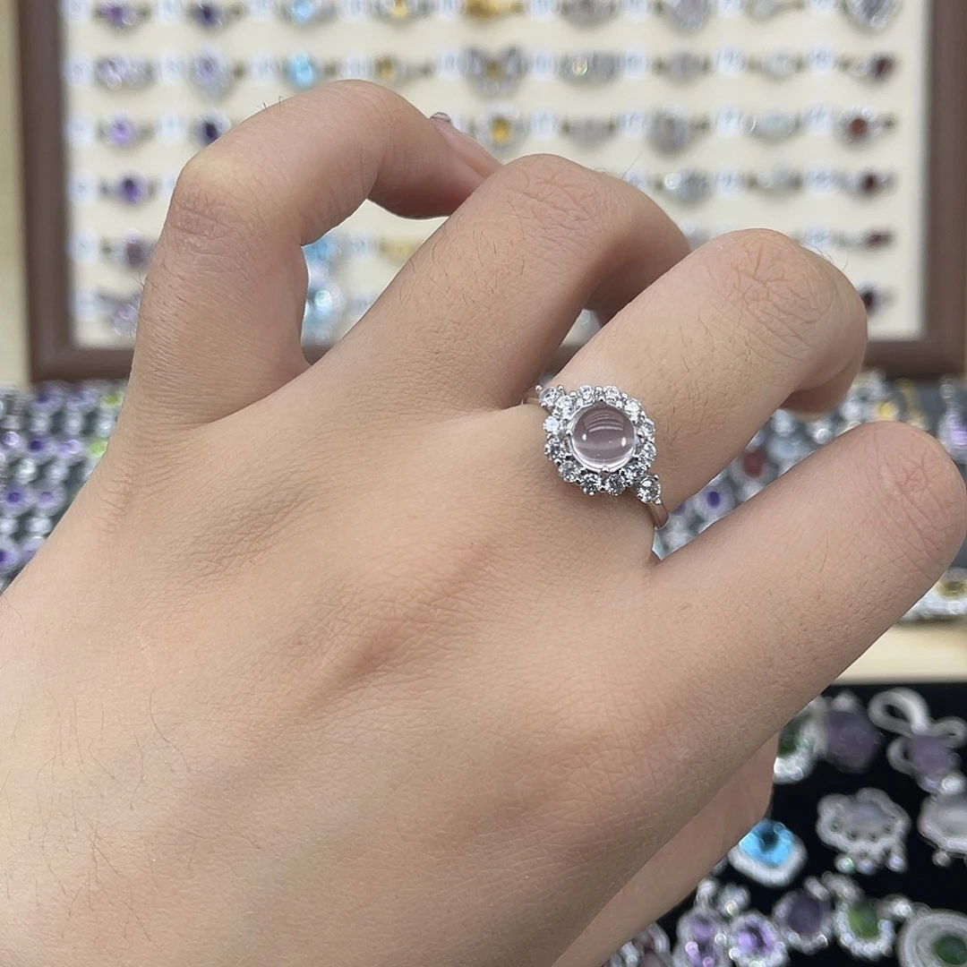 芙蓉石戒指银S925镶嵌