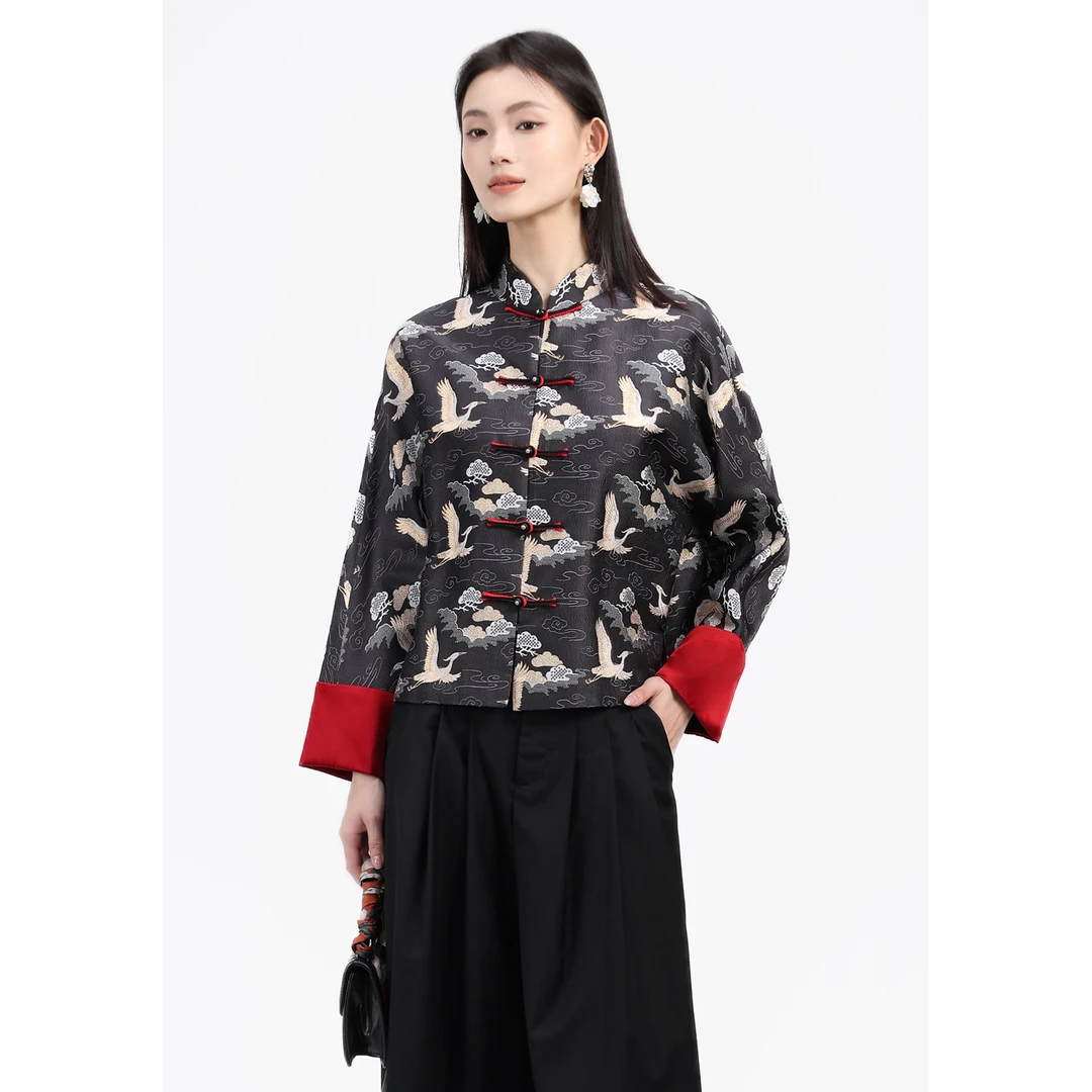 矝羽轩JINYU矜羽【白鹭双飞】钱小萍正品非遗宋锦织金外套