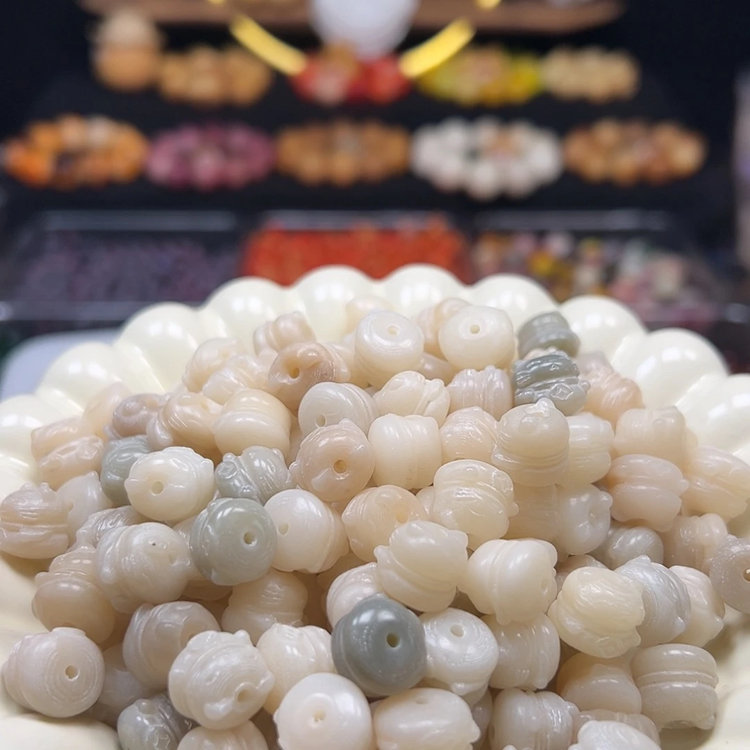 菩提根/象牙果手串微瑕卡12冰猫50颗