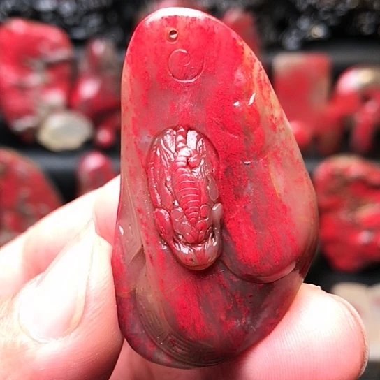 昌化石昌化鸡血石挂件