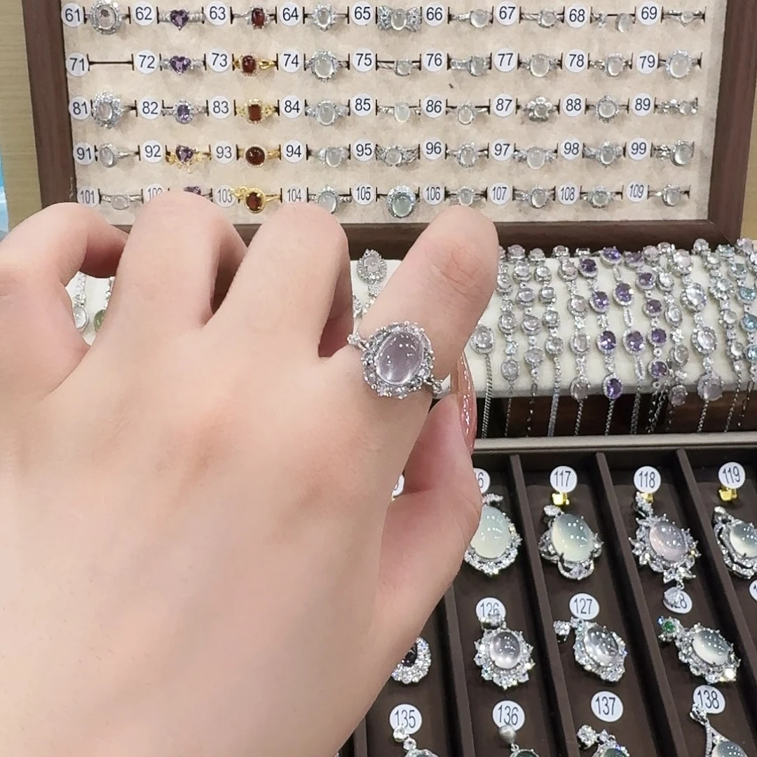 芙蓉石戒指银S925镶嵌李****)