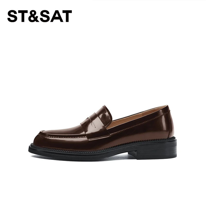 St&Sat/星期六星期六2025春季时尚百搭软底舒适真皮精致乐福鞋
