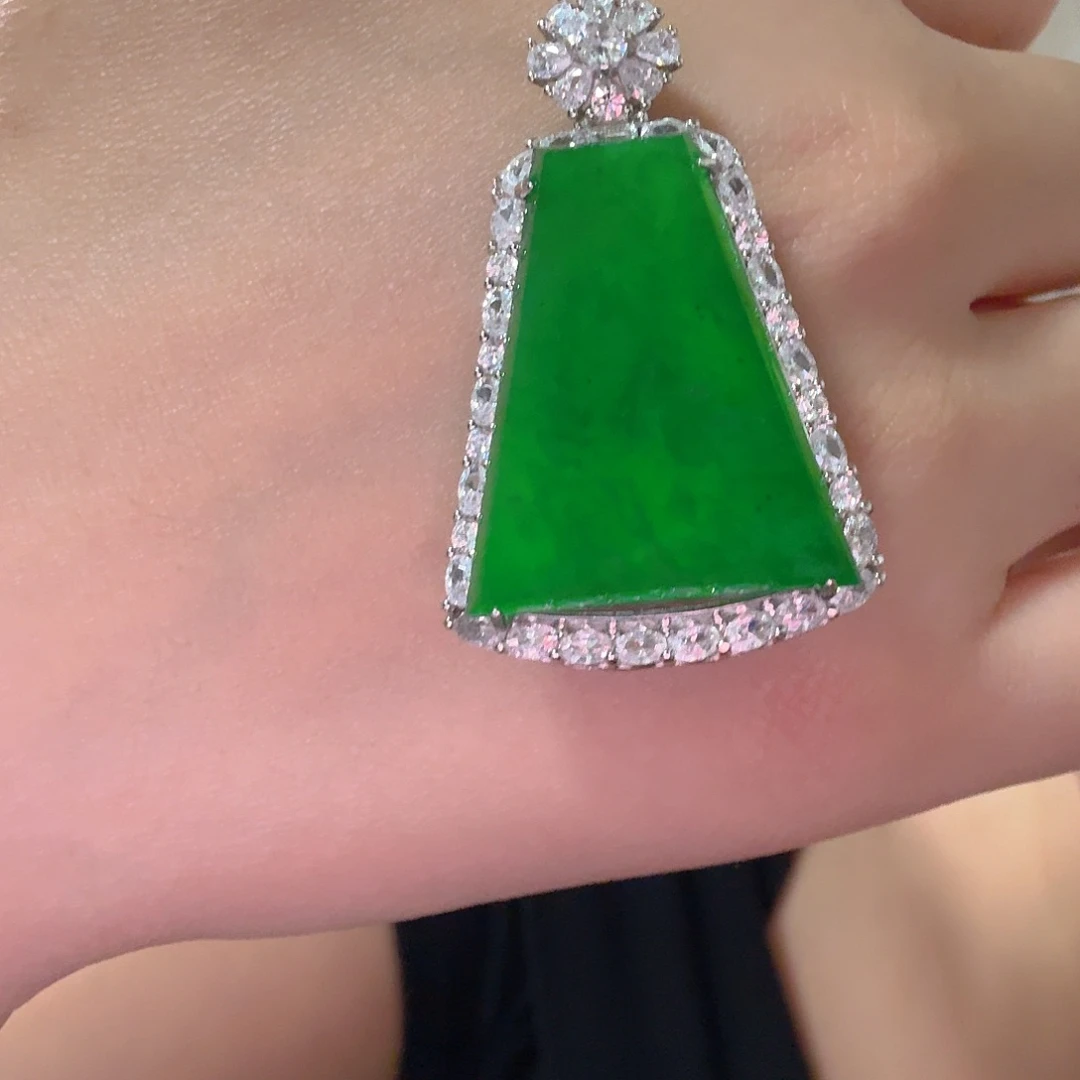 翡翠银S925镶嵌吊坠(不含链)吊坠