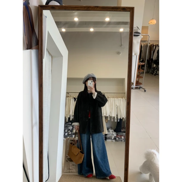 【Maomao】黑色中长款显瘦外套