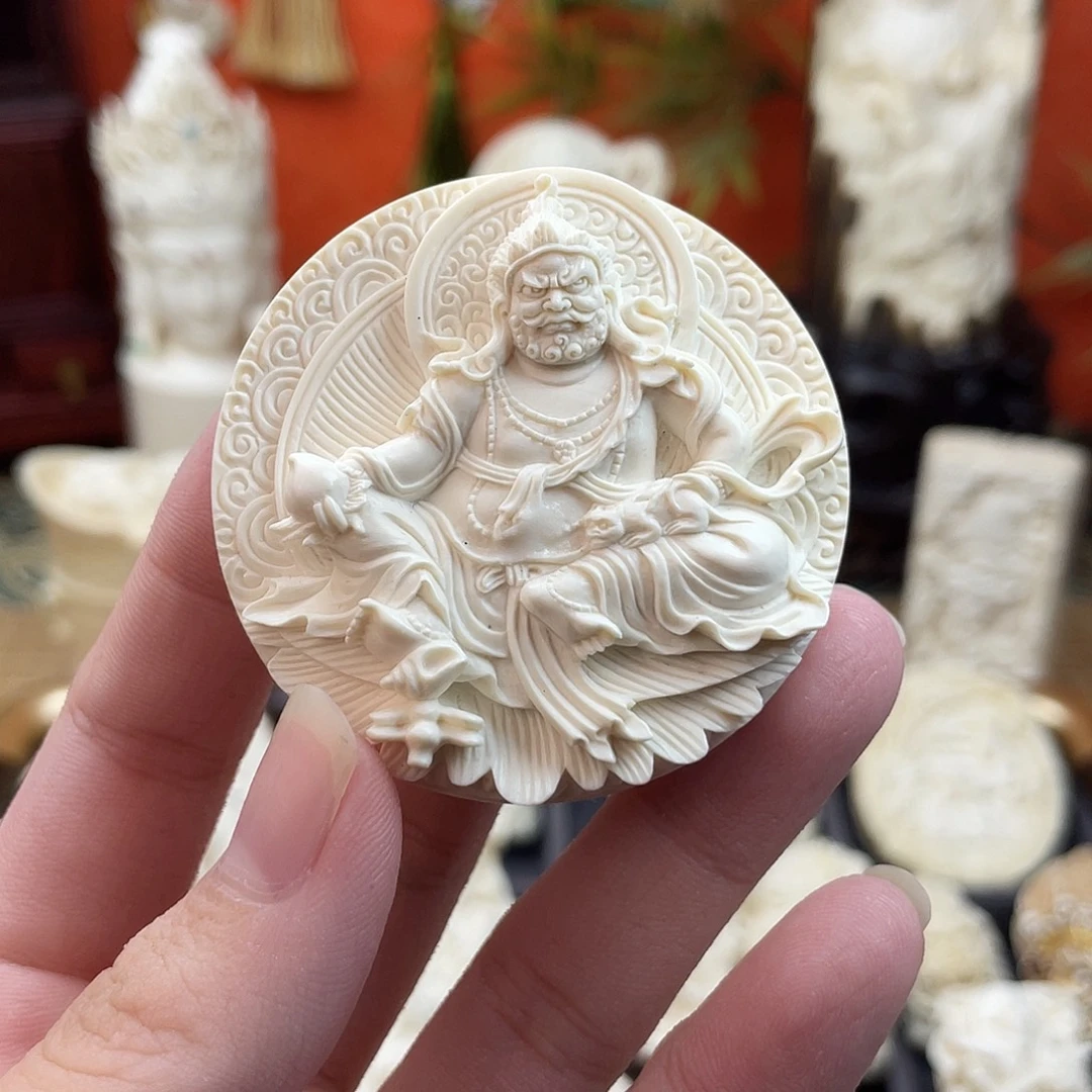 禾***陽猛犸象牙双面雕刻黄财神5