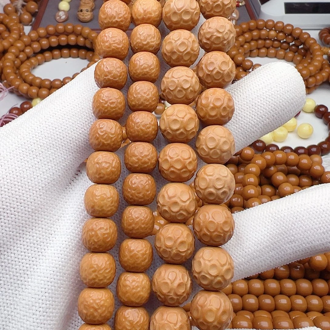 手串猴头核桃微瑕雕刻款陨石坑/波澜不惊