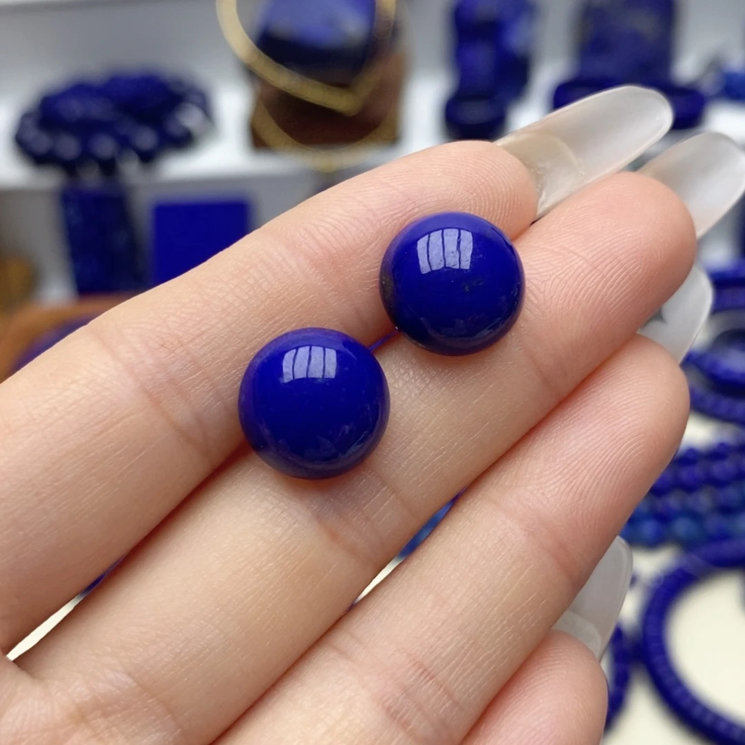 青金石未镶嵌耳饰12mm