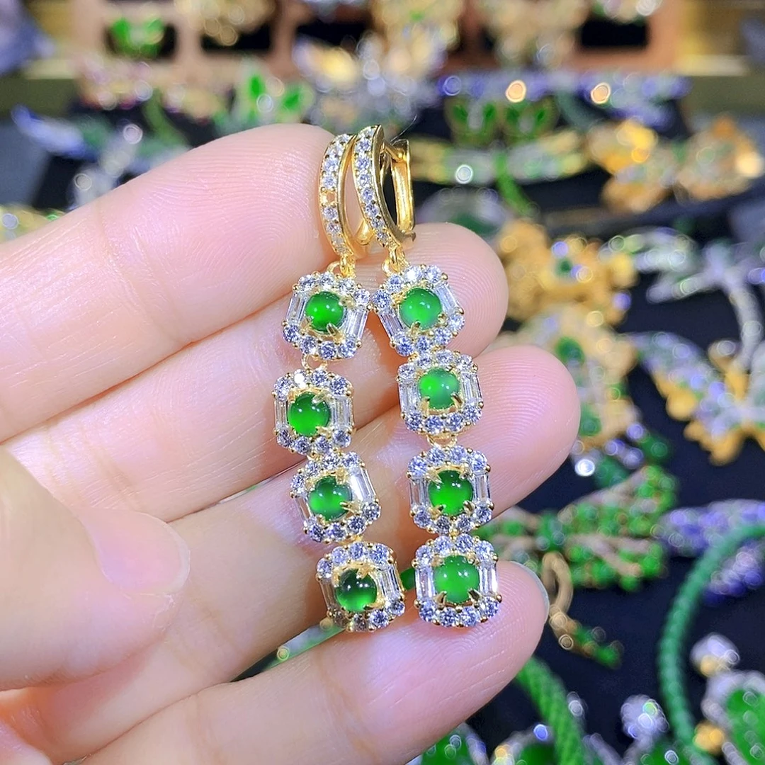 吊坠(不含链)银S925镶嵌翡翠