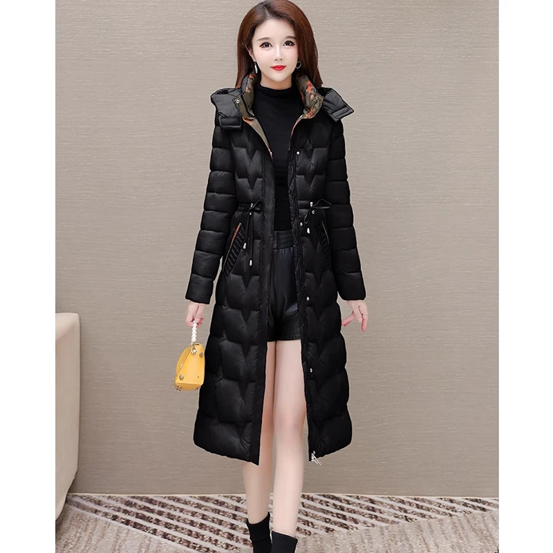 气质连帽棉服女2025冬季外套加厚韩版宽松棉衣洋气中长款高端大衣