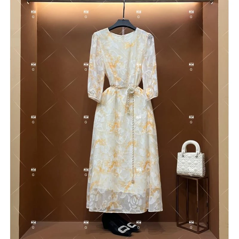 【李娜】春夏丨设计师轻奢法式印花女士连衣裙 D1242
