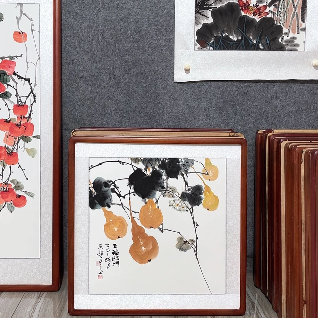 国画书画作品带框63×63