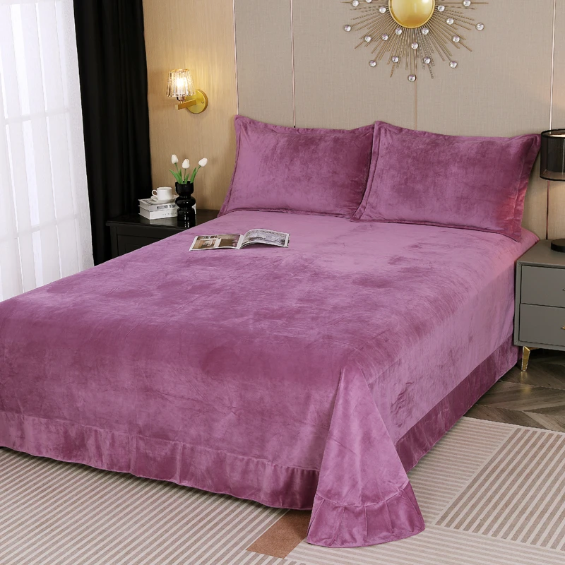 水晶绒床单单件学生冬季加绒短毛珊瑚绒法兰绒被单枕套毛绒绒宿舍