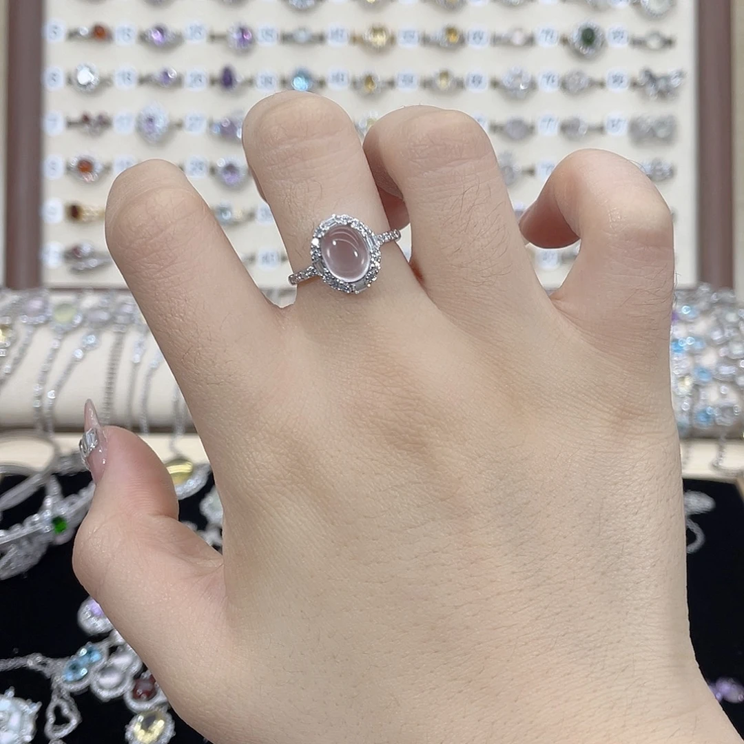 小***乖戒指银S925镶嵌芙蓉石