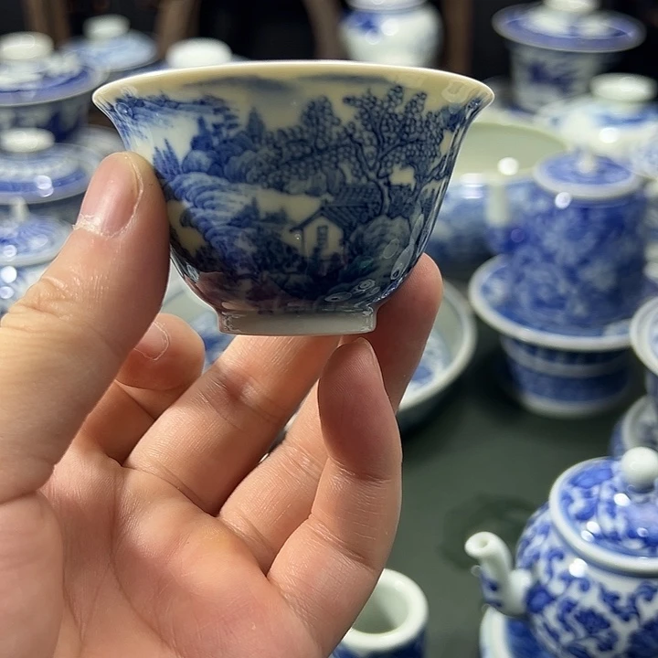 9***5柴窑工笔山水薄胎