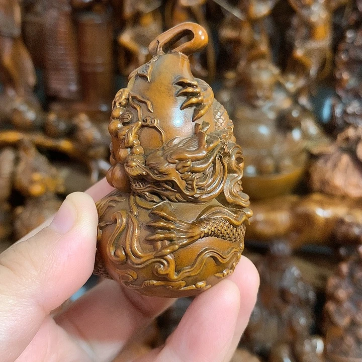 黄杨木龙葫芦手把件