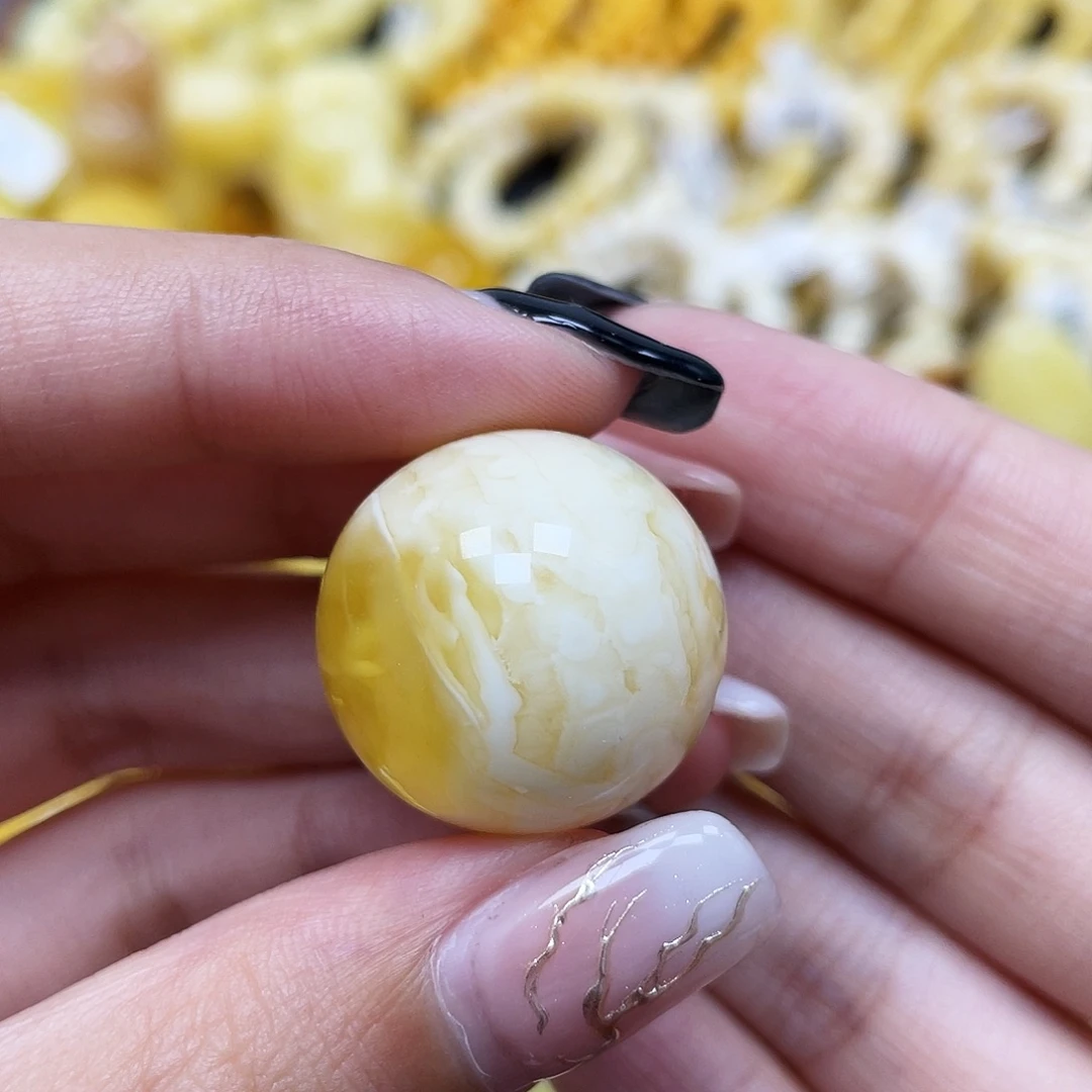 琥珀未镶嵌裸石22.4mm圆珠蜜蜡