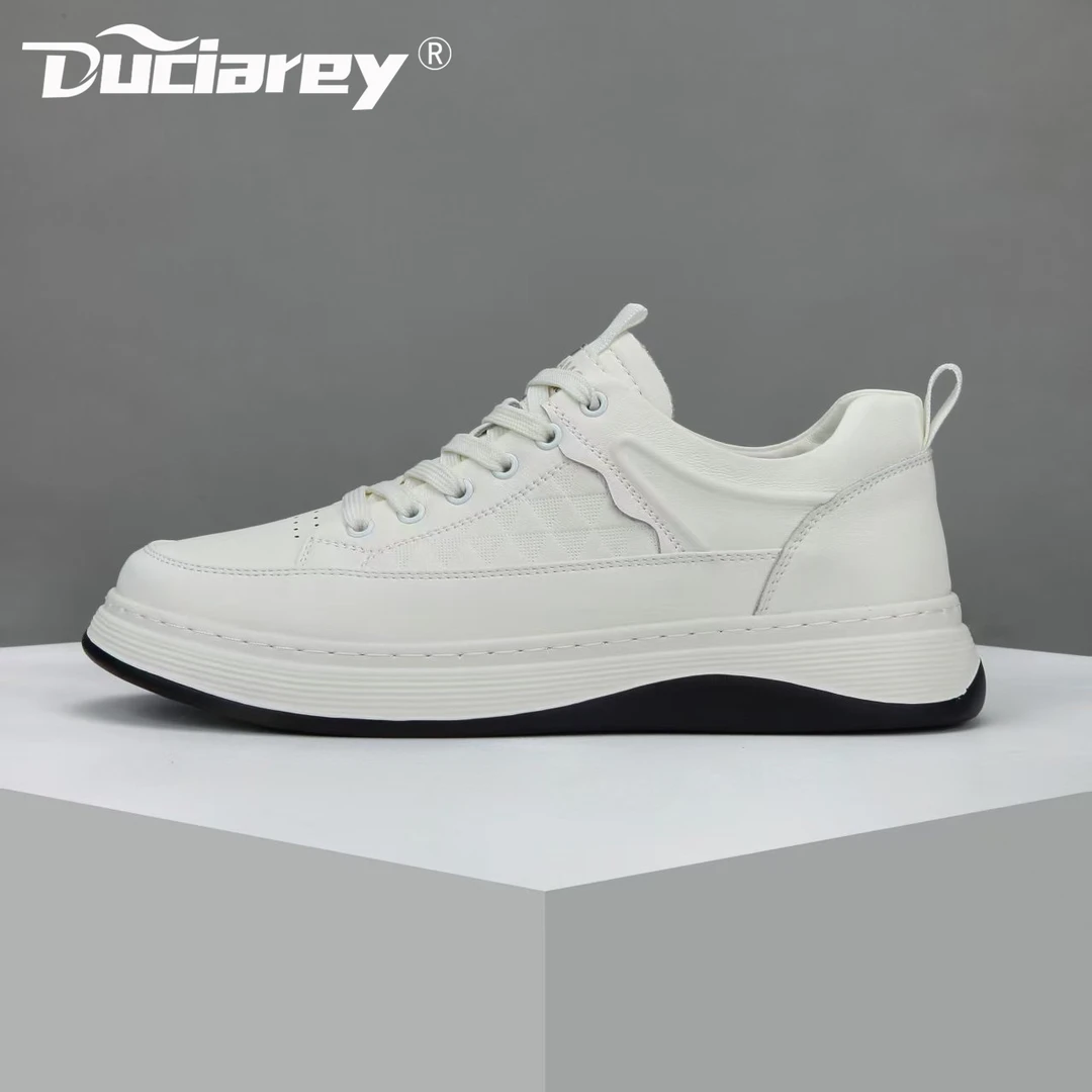 新款真皮牛皮男士皮鞋休闲鞋子潮流百搭板鞋增高厚底小白鞋男款