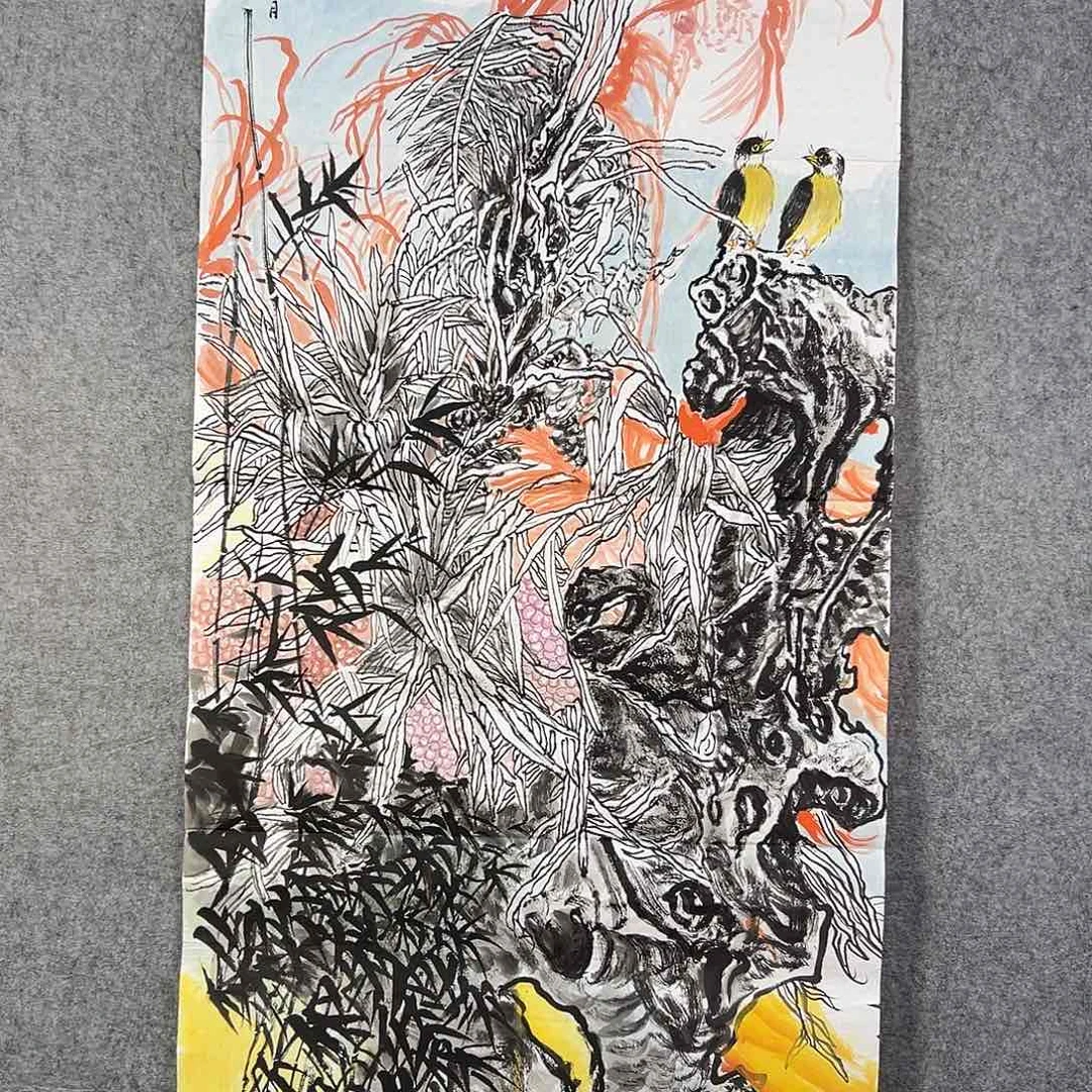 国画781 花鸟在此鸣叫时的鸣叫和