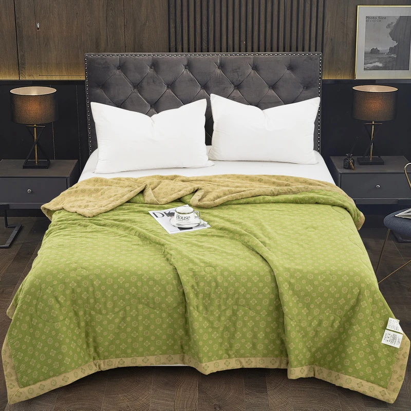 【幸福星绿】夏被春夏ins双层纱纯棉空调夏凉被凉感A类色织提花单人