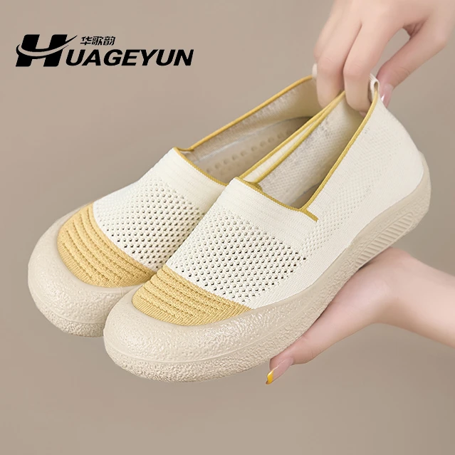 2025夏季新款透气网面鞋百搭小众女鞋一脚蹬休闲妈妈鞋老北京布鞋