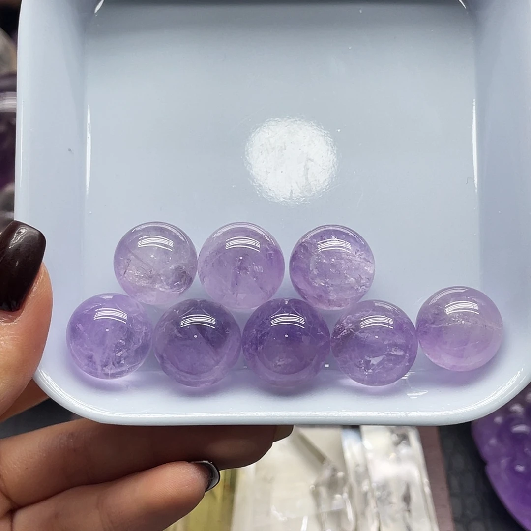 珠宝半成品水晶未镶嵌19紫水小球八颗