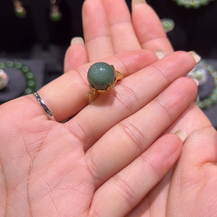 和田玉银S925镶嵌戒指