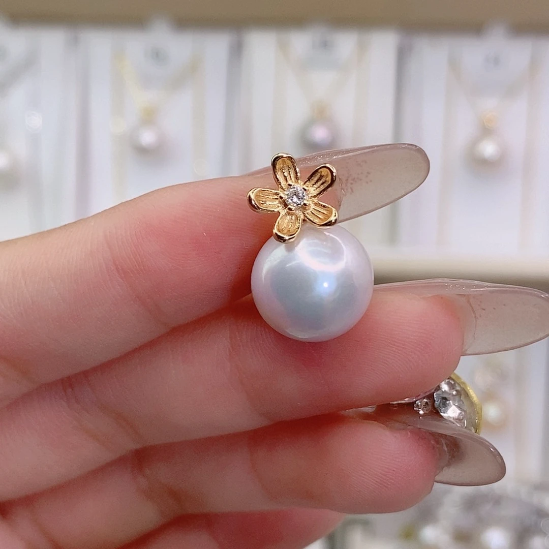 淡水珍珠银S925镶嵌颈饰11-12