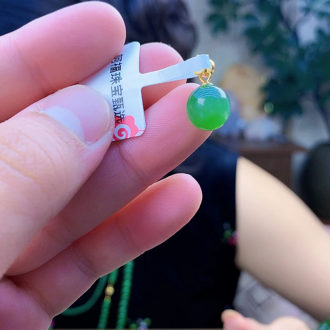吊坠(不含链)银S925镶嵌和田玉（碧玉）吊坠