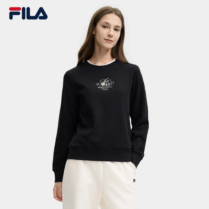 Fila/斐乐25女春季新款长袖上衣运动休闲套头圆领卫衣F11W518209F