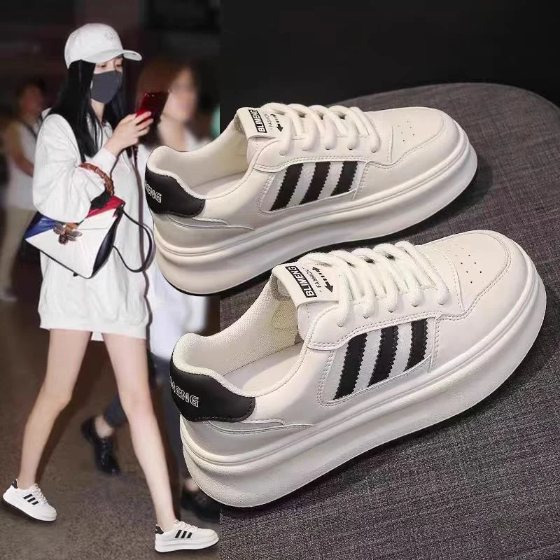 厚底小白鞋女配裙子2025新款春秋增高休闲鞋百搭运动鞋