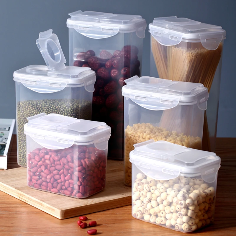 五谷杂粮储物罐食物收纳盒长方形冰箱保鲜盒翻盖食品级塑料密封罐