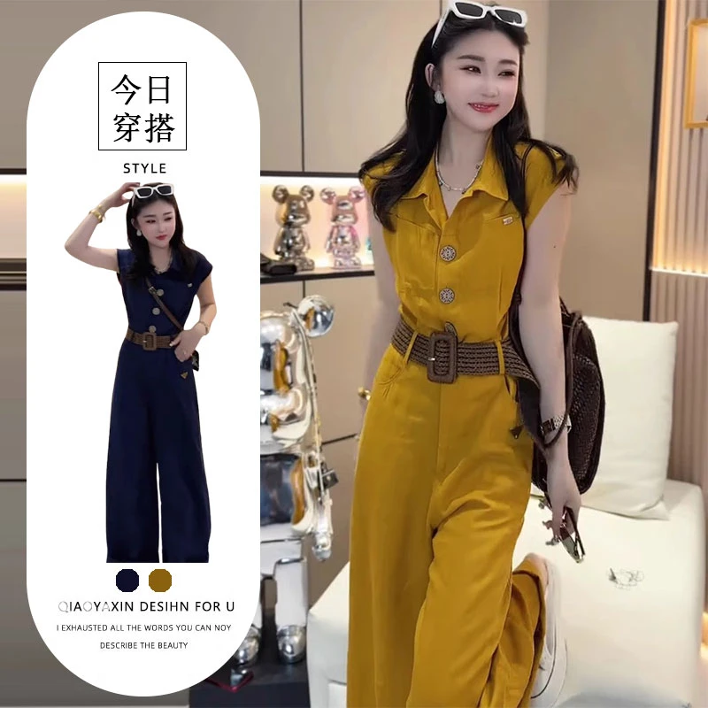 2025年夏季新款时尚高端轻奢设计感气质宽松显瘦连体裤休闲女装