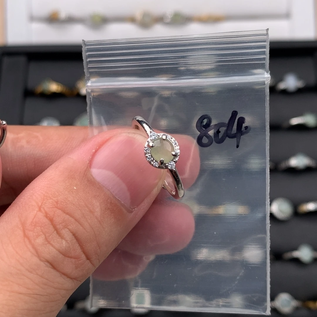 花***北翡翠银S925镶嵌戒圈804