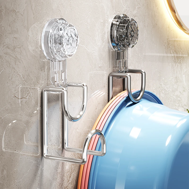 卫生间吸盘脸盆免打孔收纳挂钩放洗脸盆置物架壁挂式家用挂盆神器