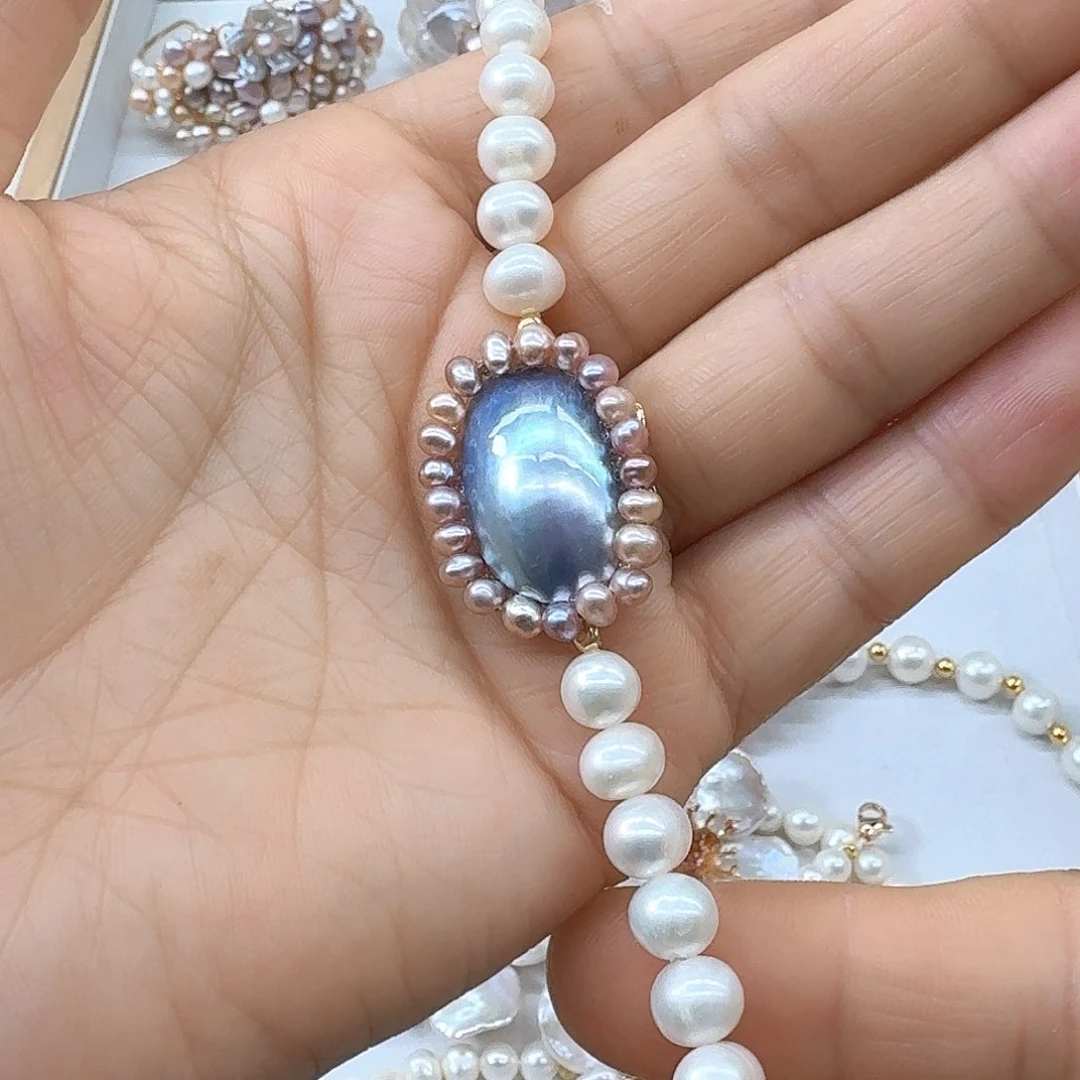 淡水珍珠手链银S925镶嵌