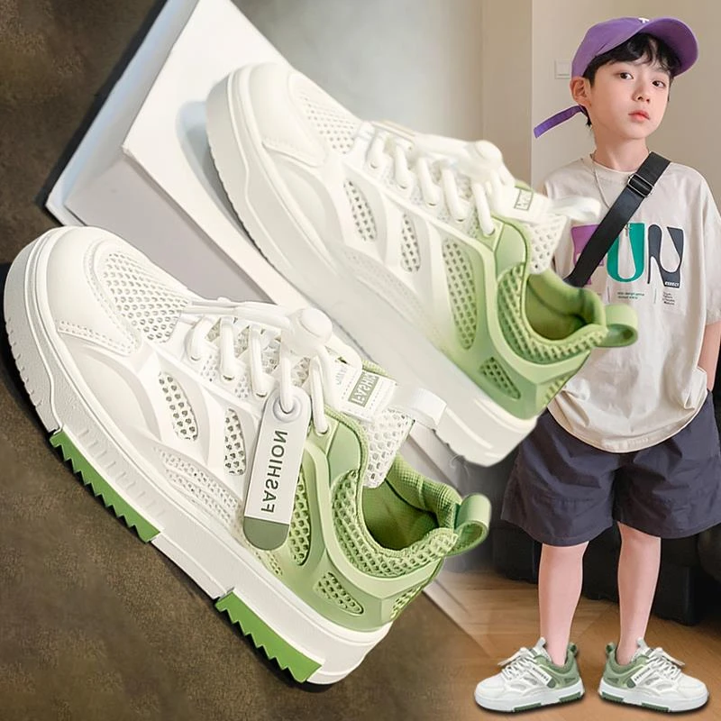 新品巴拉巴拉男童鞋子夏季2025新款新款儿童运动小白鞋网面透气板