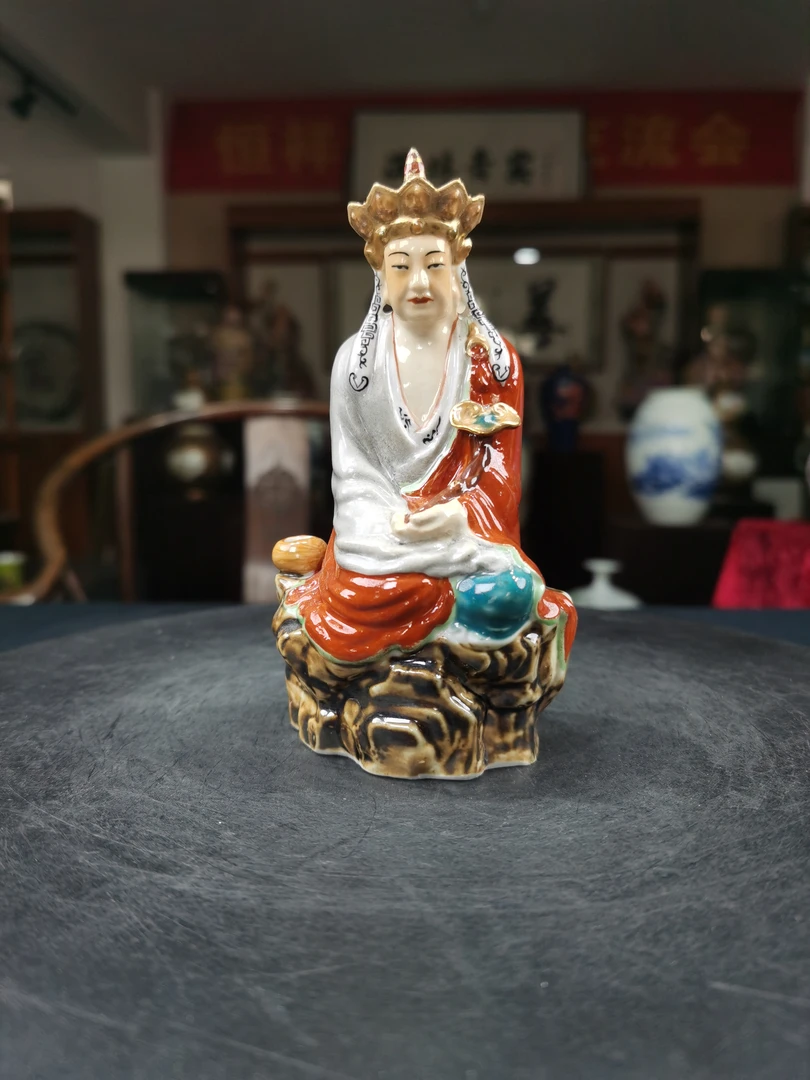 景德镇手工手绘雕刻无语佛沉思罗汉文创礼品手工工艺品