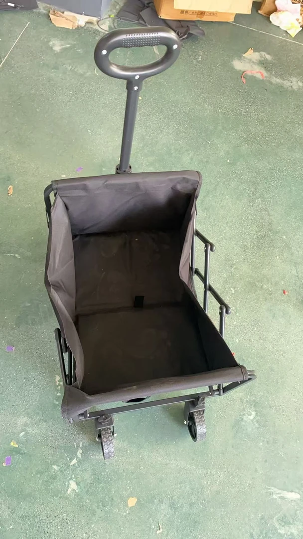 黑色露营车轮子拉杆需组装车兜尺寸30*40*50  户外营地车 瑕疵