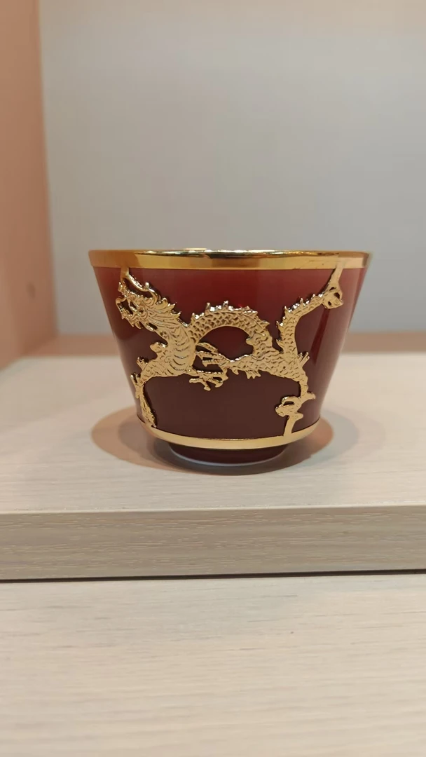 【景德镇】高温陶瓷，郎红金镶玉杯子2
