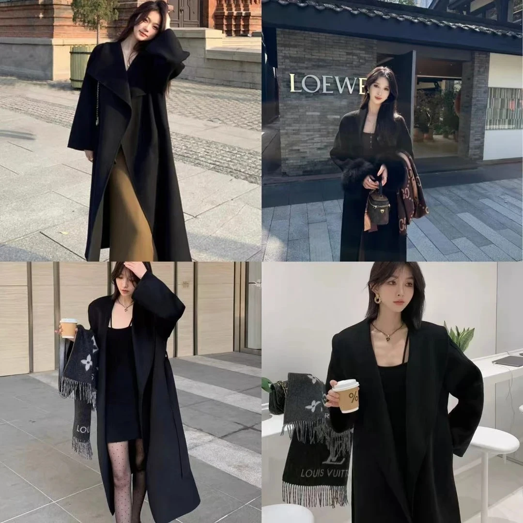 A901-1000呢大衣女秋冬款气质韩版高级感宽松中长款外套双面