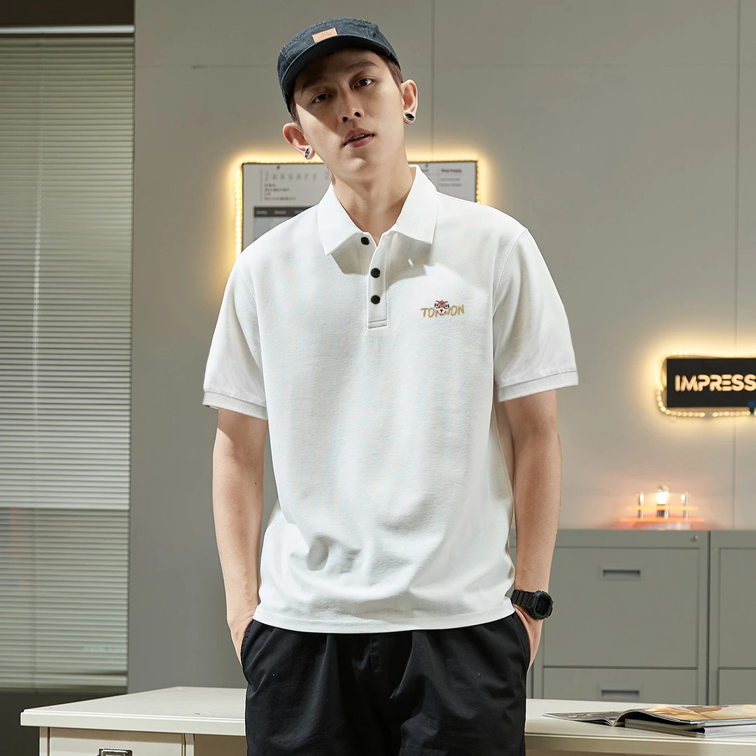 tonlion/唐狮舞动熊狮联名款印花polo衫男士简约休闲PMZDPT00298