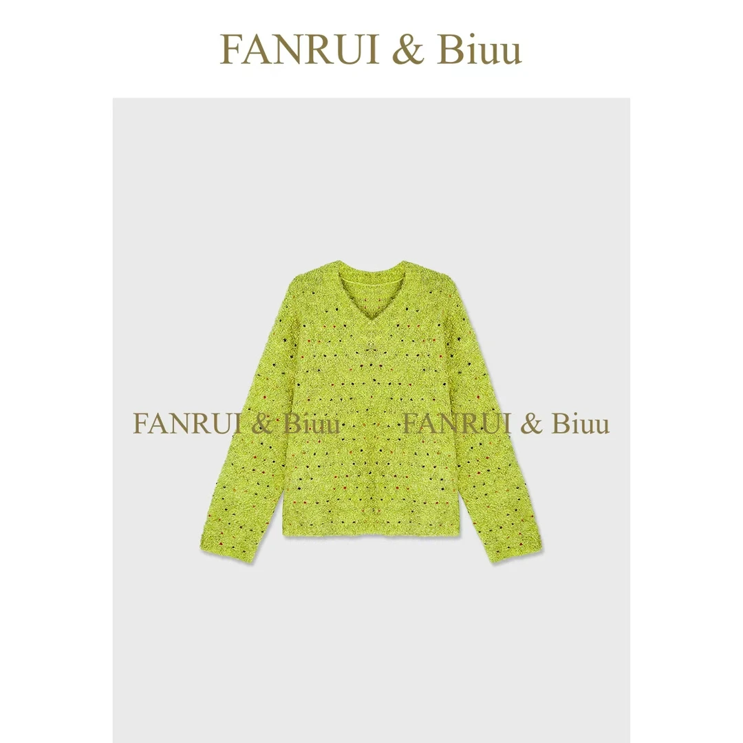 FANRUI/泛芮「翠绒缀梦」慵懒感羊毛颗粒纱百搭时髦针织毛衣B18928