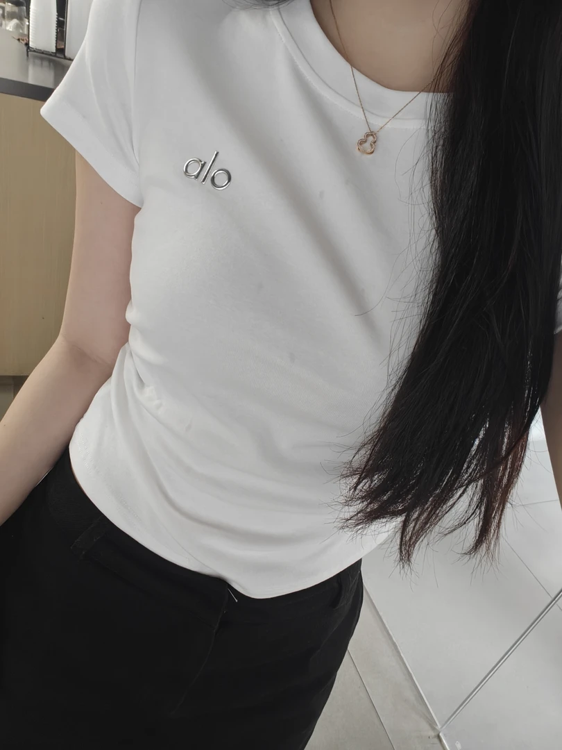 百搭洋气修身显瘦紧身褶皱烫花短款时尚短袖韩版