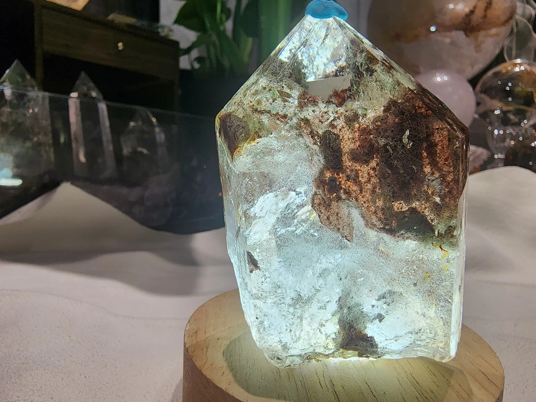 天然水晶绿幽灵能量柱水晶柱绿幽灵千层天女散花原矿水晶柱